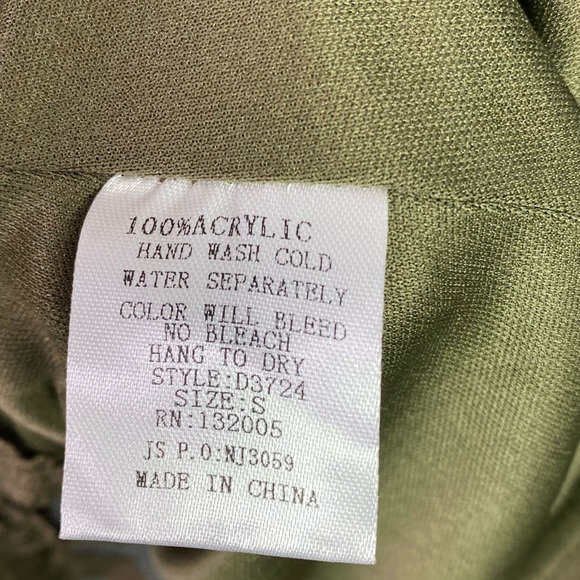 ENTRO Army Green Crochet Lace Dress Size Small - Picture 6 of 9